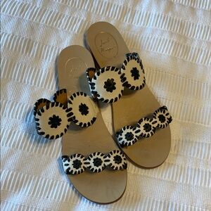 Jack Rogers Women's Black and Cream Sandals